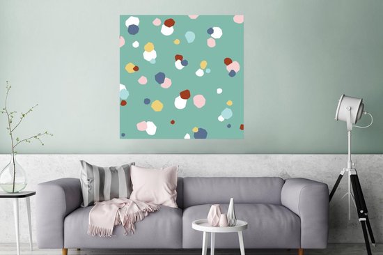 Poster 75x75 cm - Design - Stippen - Kinderen - Posters - Kamer decoratie - Wanddecoratie woonkamer - Muurdecoratie slaapkamer