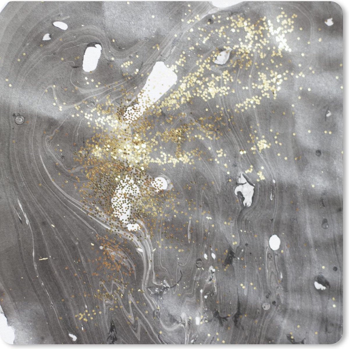 Muismat 30x30 cm - Mousepad Marmer - Goud - Luxe - Wit - Muismatten