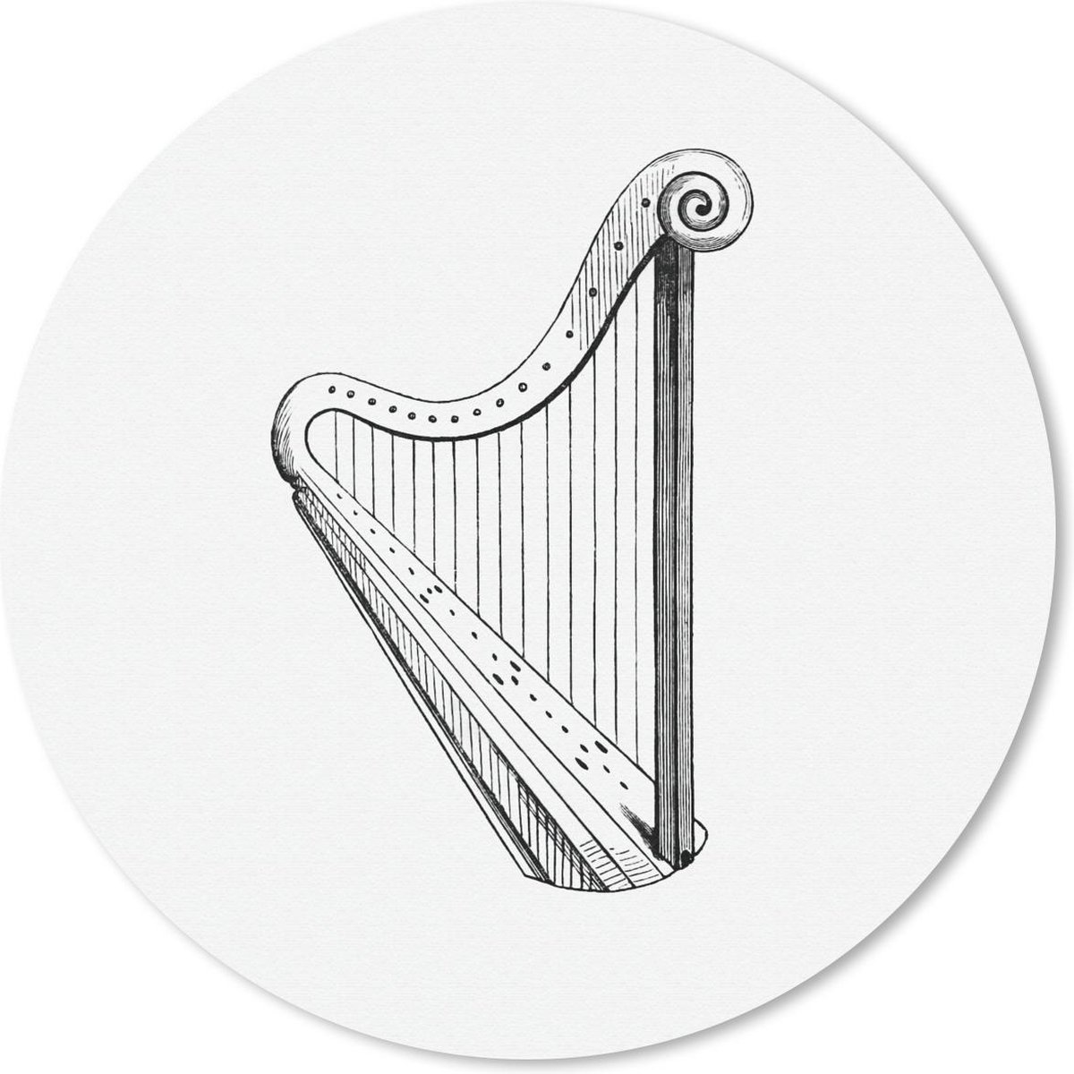 Muismat rond 30x30 cm - Mousepad Retro - Harp - Muziek - Ronde muismatten