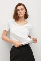 Mango T-shirt Katoenen Tshirt Met Vhals 17010101 01 Dames Maat - L