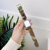 Drie lijnen canvas vervangende band horlogeband voor Apple Watch Series 6 & SE & 5 & 4 44 mm / 3 & 2 & 1 42 mm (camouflage groen)