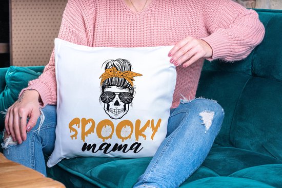 Oreiller d'Halloween avec texte : Spooky Maman | Décoration Halloween | Cadeaux drôles | Cadeau | Coussin