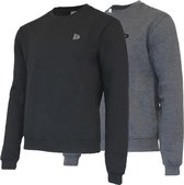 2 Pack Donnay - Fleece sweater ronde hals - Dean - Heren - Maat XL - Charcoal-marl/Black