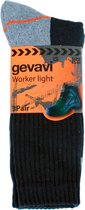 (3 paar) Gevavi Workwear - GW80 Lichte Werksokken - Voor Lichte Werkzaamheden - Zwart - Maat 43/46