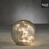 Luca Lighting Deco Bal Met Verlichting - H14 x Ø15 cm - Glas - Grijs
