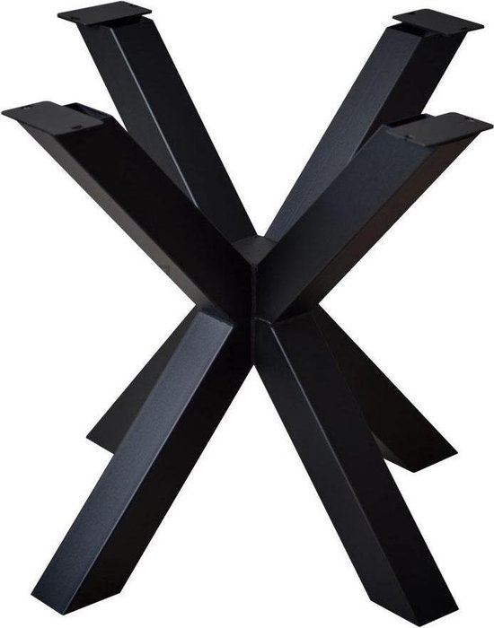 Zwarte vierkanten stalen matrix tafelpoot hoogte 72 cm en breedte/diepte 80 cm (koker 8 x 8)