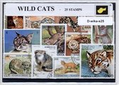 Wilde katten – Luxe postzegel pakket (A6 formaat) : collectie van 25 verschillende postzegels van wilde katten – kan als ansichtkaart in een A6 envelop - authentiek cadeau - kado - geschenk - kaart - tijger - luipaard - civetkat - wilde kat - lynx
