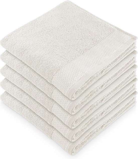 CLYR Badlaken Tidy Towels - Set van 5 stuks -70x140 - 100% BCI Katoen - South Beach Pebble
