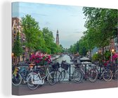 Peintures sur toile Amsterdam - Vélo - Canal - 120x80 cm - Décoration murale