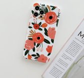 Voor iPhone 12 Pro Frosted Flowers Pattern IMD TPU Case (Rood)