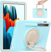 Voor Samsung Galaxy Tab S7 870 Schokbestendige TPU + PC Beschermhoes met 360 Graden Rotatie Opvouwbare Handgreep Houder & Pen Slot (Ice Crystal Blue)