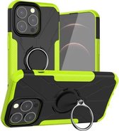 Armor Bear schokbestendige pc + TPU-beschermhoes met ringhouder voor iPhone 13 Pro Max (groen)