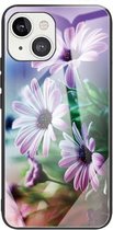 Gehard glas + TPU-randbeschermhoes voor iPhone 13 Mini (bloemen)