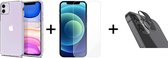iPhone 13 Mini hoesje siliconen case transparant cover - 1x iPhone 13 Mini Screen Protector + 1x Camera Lens Screenprotector