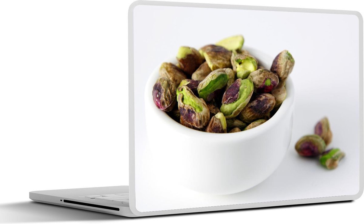 Afbeelding van product SleevesAndCases  Laptop sticker - 14 inch - Porseleinen kom vol met groene pistachenoten