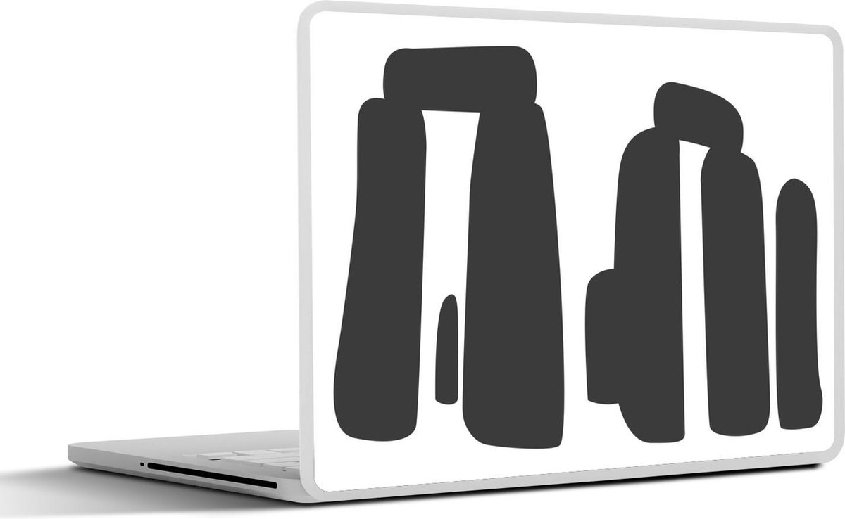 Afbeelding van product SleevesAndCases  Laptop sticker - 14 inch - Een zwart wit tekening van Stonehenge in Engeland