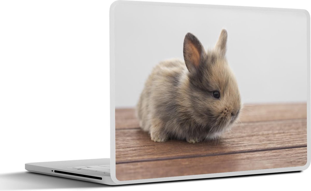 Laptop sticker - 13.3 inch - Baby - Konijn - Hout - 31x22,5cm - Laptopstickers - Laptop skin - Cover
