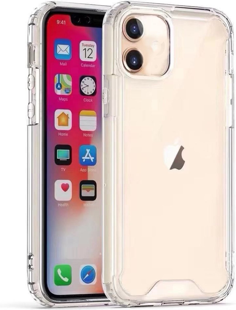 Geschikt voor iPhone 12 mini bumper case TPU + acryl - transparant