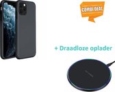 Silicone Case Geschikt Voor Apple Iphone 11 Pro - Zwart Met Draadloze Oplader