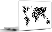 Laptop sticker - 15.6 inch - Wereldkaart - Zwart - Wit - Abstract - Kind - Jongens - Meisjes - 36x27,5cm - Laptopstickers - Laptop skin - Cover