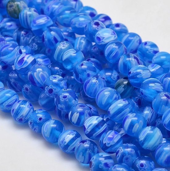 Millefiori glas, Venetië, ronde kralen van 4mm, one-flower kleurenmix