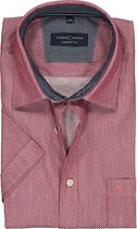 Casa Moda Sport Comfort Fit overhemd - korte mouw - rood - wit en blauw mini dessin (contrast) - Strijkvriendelijk - Boordmaat: 47/48