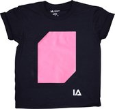 IA Interactief Glow T-Shirt voor Kinderen - Super Roze Gloed - Zwart - Maat 140