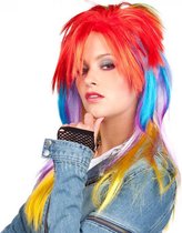 Pruik Rainbeau - Lang haar met laagjes - 80's - Retro - Punk - Rocker - Dames - Multikleur