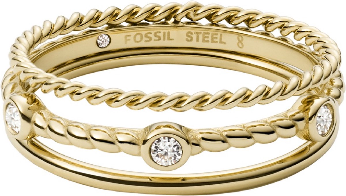 Fossil Damesring Staal - Wit - 16.00 mm / maat 50
