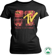 MTV Dames Tshirt -S- Plaid Organic Zwart
