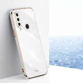 Voor Huawei P30 Lite XINLI Straight 6D Plating Gold Edge TPU Shockproof Case (wit)