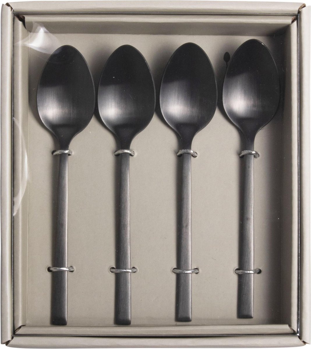 Gusta lepeltjes mat zwart - RVS 14cm - set van 4 stuks