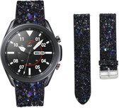 Leren glitter bandje - geschikt voor Samsung Galaxy Watch 3 45mm / Galaxy Watch 1 46mm / Gear S3 Classic & Frontier - zwart