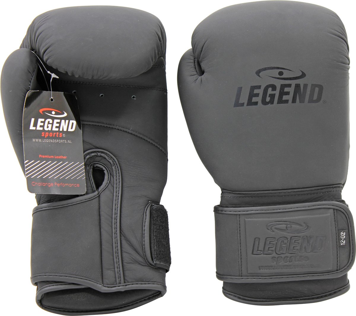 Bokshandschoenen Legend STEALTH Elite Heren/Dames Mat Zwart Leer 8 oz