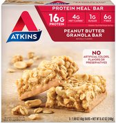Atkins | Protein Bar | Peanut Butter Granola Bar | 5 x 48g | Snel afvallen zonder poespas!