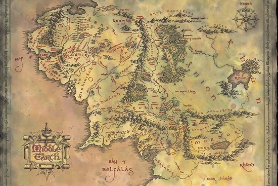 Le Lord of the Rings Carte de la Terre du Milieu Affiche 91,5x61cm
