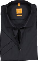 Redmond modern fit overhemd - korte mouw - antraciet grijs - Strijkvriendelijk - Boordmaat: 45/46