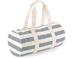 Westford Mill Nautical Barrel Bag WM688 - NATURAL/GREY - 50 x 25 x 25 cm