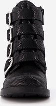 Groot leren meisjes biker boots - Zwart - Maat 32 - Echt leer