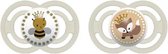 MAM Lollipop Perfect - 18 + m - Decor - Siliconen - Sterilisatiedoos - Set van 2 - Bijen / Vos
