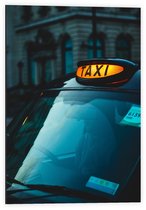 Dibond - Geel Taxi Bord - 40x60cm Foto op Aluminium (Wanddecoratie van metaal)