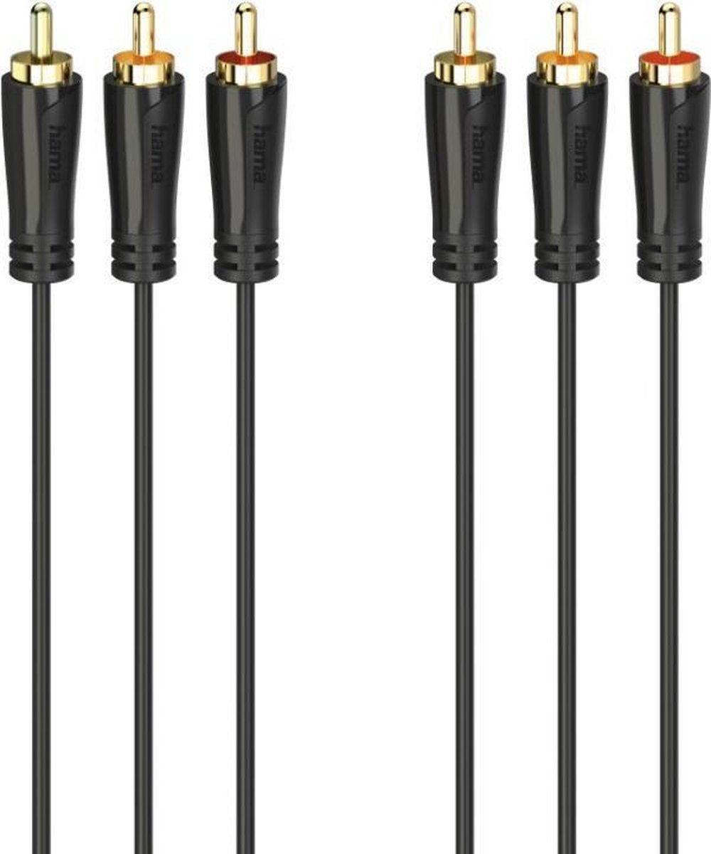 Hama Audio-/videokabel 3 Cinch-stekkers - 3 Cinch-stekkers Verguld 1,5 M
