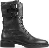 Pertini Veterboots Dames / Laarzen / Damesschoenen - Leer - 31119 grain - Zwart - Maat 39