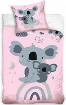 dekbedovertrek koala junior 140 x 200 cm roze/grijs