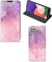 Leuk Telefoonhoesje Geschikt voor Samsung Galaxy A22 5G Bookcase Cover Pink Purple Paint