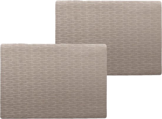 4x stuks stevige luxe Tafel placemats Jaspe taupe 30 x 43 cm - Met anti slip laag en Pu coating toplaag