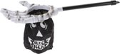 Halloween - Trick or treat snoep zak spook met handvat zwart/wit 53 x 14 cm - Halloween snoep ophalen