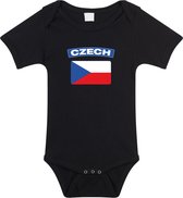 Czech baby rompertje met vlag zwart jongens en meisjes - Kraamcadeau - Babykleding - Tsjechie landen romper 80