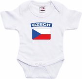 Czech baby rompertje met vlag wit jongens en meisjes - Kraamcadeau - Babykleding - Tsjechie landen romper 56 (1-2 maanden)