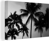 Tableau sur toile Silhouettes de palmiers - noir et blanc - 120x80 cm - Décoration murale Art